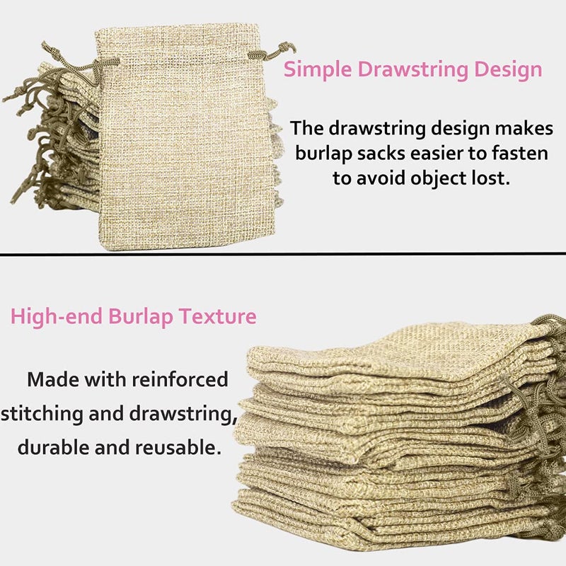 LYSXP 50PCS Burlap Bags with Drawstringï¼Œ4x6 Inch Cream color Drawstring Gift Bag Jewelry Pouches for Wedding Party Favors, DIY Craft - Image 4